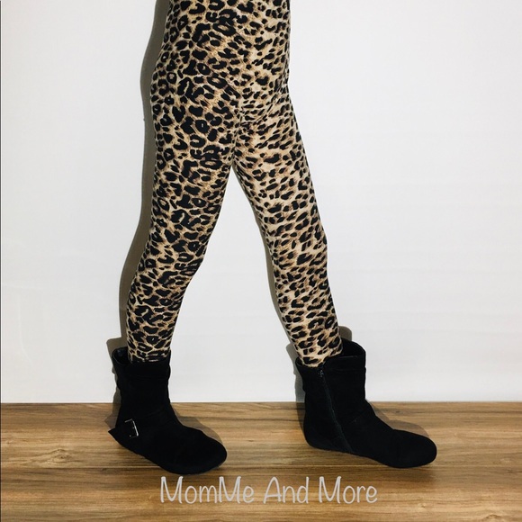 S NEW Girls Cheetah Leopard Leggings, Buttery Soft Kids Yoga Pants - Picture 3 of 4